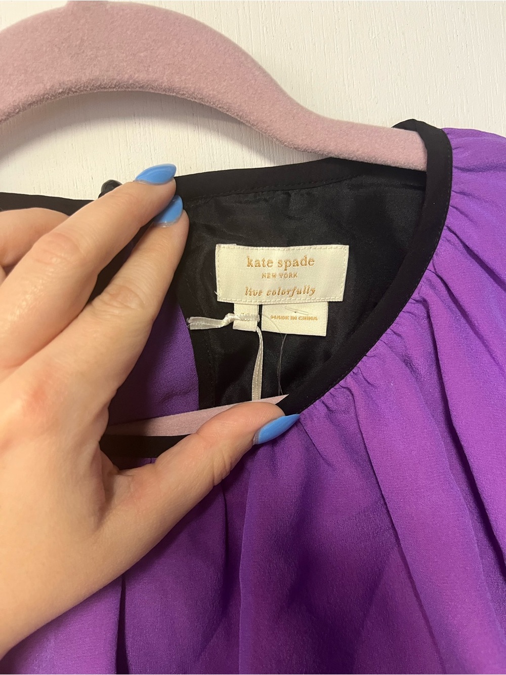 Kate Spade Colorblock Ruffle Neck Blouse - Picture 2 of 6